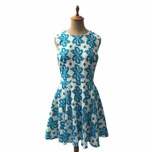 Diane Von Furstenberg Jeannie Dress All Over Leaf Print Turquoise Aqua Size 4